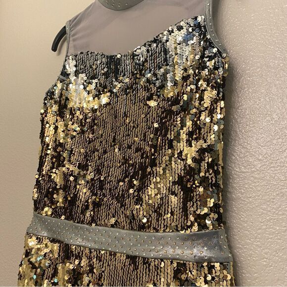 WEISSMAN Dance Costume gold ombre sequin biketard Party Party Party 16242 MA - Picture 3 of 15